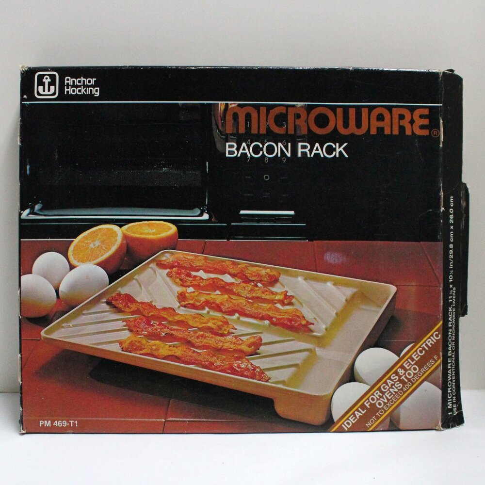 One Vintage Anchor Hocking Microware Bacon Rack With Box